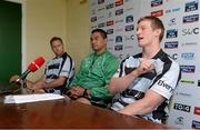16 September 2013; Connacht's Eoin Griffin, right, head coach Pat Lam, centre, and Dan Parks, left, during a press conference ahead of their Celtic League 2013/14, Round 3 match against Ulster on Saturday. Connacht Rugby Press Conference, The Sportsground, Galway. Picture credit: Diarmuid Greene / SPORTSFILE