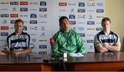 16 September 2013; Connacht head coach Pat Lam, centre, alonside Dan Parks, left, and Eoin Griffin, right, during a press conference ahead of their Celtic League 2013/14, Round 3 match against Ulster on Saturday. Connacht Rugby Press Conference, The Sportsground, Galway. Picture credit: Diarmuid Greene / SPORTSFILE