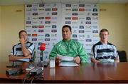 16 September 2013; Connacht head coach Pat Lam, centre, alonside Dan Parks, left, and Eoin Griffin, right, during a press conference ahead of their Celtic League 2013/14, Round 3 match against Ulster on Saturday. Connacht Rugby Press Conference, The Sportsground, Galway. Picture credit: Diarmuid Greene / SPORTSFILE