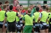 16 September 2013; Connacht head coach Pat Lam speaks to his players during squad training ahead of their Celtic League 2013/14, Round 3 match against Ulster on Saturday. Connacht Rugby Squad Training, The Sportsground, Galway. Picture credit: Diarmuid Greene / SPORTSFILE
