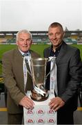 17 September 2013; Drogheda United manager Mick Cooke, left, and Shamrock Rovers manager Trevor Croly during a media day ahead of their EA Sports Cup Final on Saturday. Tallaght Stadium, Tallaght, Co. Dublin. Picture credit: David Maher / SPORTSFILE