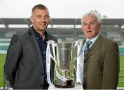 17 September 2013; Drogheda United manager Mick Cooke, right, and Shamrock Rovers manager Trevor Croly during a media day ahead of their EA Sports Cup Final on Saturday. Tallaght Stadium, Tallaght, Co. Dublin. Picture credit: David Maher / SPORTSFILE