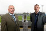 17 September 2013; Drogheda United manager Mick Cooke, left, and Shamrock Rovers manager Trevor Croly during a media day ahead of their EA Sports Cup Final on Saturday. Tallaght Stadium, Tallaght, Co. Dublin. Picture credit: David Maher / SPORTSFILE