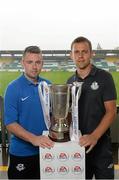 17 September 2013; Drogheda United's Philip Hand, left, and Shamrock Rovers' Shane Robinson during a media day ahead of their EA Sports Cup Final on Saturday. Tallaght Stadium, Tallaght, Co. Dublin. Picture credit: David Maher / SPORTSFILE