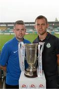 17 September 2013; Drogheda United's Philip Hand, left, and Shamrock Rovers' Shane Robinson during a media day ahead of their EA Sports Cup Final on Saturday. Tallaght Stadium, Tallaght, Co. Dublin. Picture credit: David Maher / SPORTSFILE