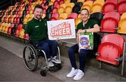 6 May 2024; Ireland remains a nation of fanatical sports fans with a fifth of Irish people admitting to crossing continents to cheer on their favourite team or athlete according to new research released today to mark the announcement of Nestlé Cereals as the official ‘Breakfast Partner’ of the 2024 Irish Paralympic Team. The aim of the partnership is to encourage the nation to “Bring the Cheer” and support the team at the upcoming games in Paris (August 28th to September 8th). Pictured at the partnership announcement is Nestlé Cereals Ireland Ambassadors para-table tennis champion Colin Judge and para-cyclist Richael Timothy. As part of the campaign, Nestlé Cereals will roll out special cereal boxes, featuring Colin and Richael and offering fans the opportunity to win a chance to bring the cheer and support the athletes at the Games in Paris. Photo by Seb Daly/Sportsfile