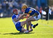 4 May 2024; Mark Kehoe of Tipperary is tackled by Tadhg de Búrca of Waterford during the Munster GAA Hurling Senior Championship Round 3 match between Waterford and Tipperary at Walsh Park in Waterford. Photo by Piaras Ó Mídheach/Sportsfile