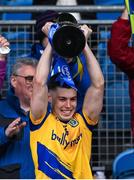 4 May 2024; Roscommon captain Bobby Nugent lifts the cup after the Connacht GAA Football U20 Championship final match between Roscommon and Galway at Hastings Insurance MacHale Park in Castlebar, Mayo. Photo by Ben McShane/Sportsfile