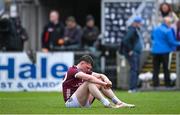 4 May 2024; Daithi Kilcommins of Galway reacts at the final whistle of the Connacht GAA Football U20 Championship final match between Roscommon and Galway at Hastings Insurance MacHale Park in Castlebar, Mayo. Photo by Ben McShane/Sportsfile