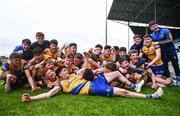 4 May 2024; Roscommon players celebrate after the Connacht GAA Football U20 Championship final match between Roscommon and Galway at Hastings Insurance MacHale Park in Castlebar, Mayo. Photo by Ben McShane/Sportsfile