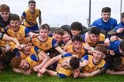 4 May 2024; Roscommon players celebrate after the Connacht GAA Football U20 Championship final match between Roscommon and Galway at Hastings Insurance MacHale Park in Castlebar, Mayo. Photo by Ben McShane/Sportsfile