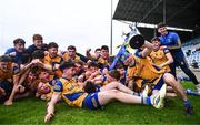 4 May 2024; Roscommon players celebrate with the cup after the Connacht GAA Football U20 Championship final match between Roscommon and Galway at Hastings Insurance MacHale Park in Castlebar, Mayo. Photo by Ben McShane/Sportsfile
