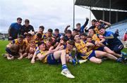4 May 2024; Roscommon players celebrate with the cup after the Connacht GAA Football U20 Championship final match between Roscommon and Galway at Hastings Insurance MacHale Park in Castlebar, Mayo. Photo by Ben McShane/Sportsfile