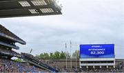 4 May 2024; A general view of the big screen displaying the attendance of 82,300 during the Investec Champions Cup semi-final match between Leinster and Northampton Saints at Croke Park in Dublin. Photo by Sam Barnes/Sportsfile