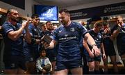 4 May 2024; Cian Healy of Leinster in the dressing room with teammates after becoming the most capped player of the Investec Champions Cup with 111 appearances after the Investec Champions Cup semi-final match between Leinster and Northampton Saints at Croke Park in Dublin. Photo by Harry Murphy/Sportsfile