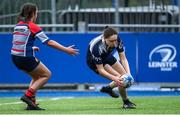 4 May 2024; Saffron Adams of Portlaoise scores a try during the Leinster Rugby Bank of Ireland Girls Youth Finals Day match between Portlaoise and Naas/ Mullingar at Energia Park in Dublin. Photo by Shauna Clinton/Sportsfile