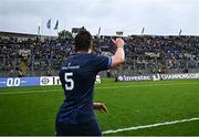 4 May 2024; Joe McCarthy of Leinster celebrates in front of Hill 16 after his side's victory in the Investec Champions Cup semi-final match between Leinster and Northampton Saints at Croke Park in Dublin. Photo by Harry Murphy/Sportsfile