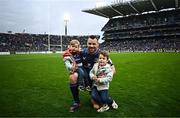 4 May 2024; Cian Healy of Leinster, with his sons Russell, left, and Beau after becoming the most capped player of the Investec Champions Cup with 111 appearances during the Investec Champions Cup semi-final match between Leinster and Northampton Saints at Croke Park in Dublin. Photo by Harry Murphy/Sportsfile