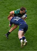 4 May 2024; James Ramm of Northampton Saints is tackled by Ciarán Frawley of Leinster during the Investec Champions Cup semi-final match between Leinster and Northampton Saints at Croke Park in Dublin. Photo by Stephen McCarthy/Sportsfile