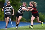 4 May 2024; Sophie Malone of Skerries-Dundalk in action against Aoibhe Kelly of Tullamore during the Leinster Rugby Bank of Ireland Girls Youth Finals Day match between Skerries-Dundalk and Tullamore at Energia Park in Dublin. Photo by Shauna Clinton/Sportsfile