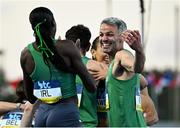 4 May 2024; The Ireland mixed 4x400m relay team including Thomas Barr, right, and Rhasidat Adeleke, left, celebrate after winning heat 3 of the mixed 4x400m relay with a national record of 3:12.50 to qualify for the Paris 2024 Olympic Games during day one of the World Athletics Relays at Thomas A Robinson National Stadium in Nassau, Bahamas. Photo by Erik van Leeuwen/Sportsfile