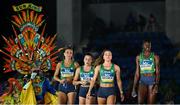 4 May 2024; The Ireland women's 4x400m relay team, from left, Sharlene Mawdsley, Phil Healy, Sophie Becker and Rhasidat Adeleke before competing in the women's 4x400m relay heats during day one of the World Athletics Relays at Thomas A Robinson National Stadium in Nassau, Bahamas. Photo by Erik van Leeuwen/Sportsfile