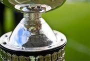 5 May 2024; A detailed view of the cup before the FAI Junior Cup final match between Cockhill Celtic and Gorey Rangers at Eamonn Deacy Park in Galway. Photo by Ben McShane/Sportsfile