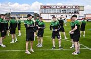 5 May 2024; Cockhill Celtic players inspect the pitch before the FAI Junior Cup final match between Cockhill Celtic and Gorey Rangers at Eamonn Deacy Park in Galway. Photo by Ben McShane/Sportsfile