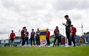 5 May 2024; Gorey Rangers players inspect the pitch before the FAI Junior Cup final match between Cockhill Celtic and Gorey Rangers at Eamonn Deacy Park in Galway. Photo by Ben McShane/Sportsfile