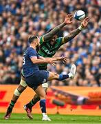 4 May 2024; Jamison Gibson-Park of Leinster in action against Courtney Lawes of Northampton Saints supporters during the Investec Champions Cup semi-final match between Leinster and Northampton Saints at Croke Park in Dublin. Photo by Sam Barnes/Sportsfile