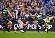 4 May 2024; Ross Byrne of Leinster in action against George Furbank of Northampton Saints during the Investec Champions Cup semi-final match between Leinster and Northampton Saints at Croke Park in Dublin. Photo by Sam Barnes/Sportsfile