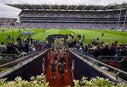 4 May 2024; Northampton Saints players make their way down the tunnel after their warm up before the Investec Champions Cup semi-final match between Leinster and Northampton Saints at Croke Park in Dublin. Photo by Sam Barnes/Sportsfile