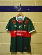 5 May 2024; The jersey of Ryan O'Donoghue in the Mayo dressing room before the Connacht GAA Football Senior Championship final match between Galway and Mayo at Pearse Stadium in Galway. Photo by Piaras Ó Mídheach/Sportsfile