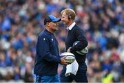 4 May 2024; Leinster senior coach Jacques Nienaber and Leinster head coach Leo Cullen during the Investec Champions Cup semi-final match between Leinster and Northampton Saints at Croke Park in Dublin. Photo by Harry Murphy/Sportsfile