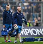 4 May 2024; Leinster senior kitman Jim Bastick and Leinster masseur Chris Jones before the Investec Champions Cup semi-final match between Leinster and Northampton Saints at Croke Park in Dublin. Photo by Harry Murphy/Sportsfile