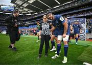 4 May 2024; Caelan Doris of Leinster before the Investec Champions Cup semi-final match between Leinster and Northampton Saints at Croke Park in Dublin. Photo by Harry Murphy/Sportsfile