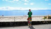 5 May 2024; Mayo supporter Simon Spellman, from Toreen, Mayo, on the Salthill promenade ahead of the Connacht GAA Football Senior Championship final match between Galway and Mayo at Pearse Stadium in Galway. Photo by Daire Brennan/Sportsfile