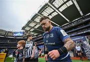 4 May 2024; Andrew Porter of Leinster runs out before the Investec Champions Cup semi-final match between Leinster and Northampton Saints at Croke Park in Dublin. Photo by Harry Murphy/Sportsfile