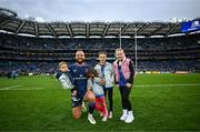 4 May 2024; Jamison Gibson-Park of Leinster with his children his children Jai, Iris and Isabella after the Investec Champions Cup semi-final match between Leinster and Northampton Saints at Croke Park in Dublin. Photo by Harry Murphy/Sportsfile