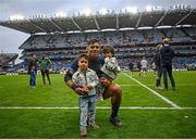 4 May 2024; Michael Ala'alatoa of Leinster with his sons Parker and Miles during the Investec Champions Cup semi-final match between Leinster and Northampton Saints at Croke Park in Dublin. Photo by Harry Murphy/Sportsfile
