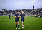 4 May 2024; Robbie Henshaw and Jamie Osborne of Leinster after their side's victory in the Investec Champions Cup semi-final match between Leinster and Northampton Saints at Croke Park in Dublin. Photo by Harry Murphy/Sportsfile