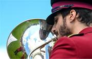 5 May 2024; Fabio Fernandez of the Castlerea Brass Band entertains the crowd ahead of the Connacht GAA Football Senior Championship final match between Galway and Mayo at Pearse Stadium in Galway. Photo by Daire Brennan/Sportsfile