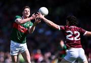 5 May 2024; Matthew Ruane of Mayo in action against Kieran Molloy of Galway during the Connacht GAA Football Senior Championship final match between Galway and Mayo at Pearse Stadium in Galway. Photo by Piaras Ó Mídheach/Sportsfile