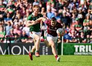 5 May 2024; Damien Comer of Galway in action against David McBrien of Mayo during the Connacht GAA Football Senior Championship final match between Galway and Mayo at Pearse Stadium in Galway. Photo by Daire Brennan/Sportsfile