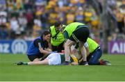 5 May 2024; Gavin White of Kerry recieves medical attention during the Munster GAA Football Senior Championship final match between Kerry and Clare at Cusack Park in Ennis, Clare. Photo by John Sheridan/Sportsfile