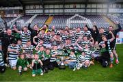 5 May 2024; Cockhill Celtic players celebrate with the cup after the FAI Junior Cup final match between Cockhill Celtic and Gorey Rangers at Eamonn Deacy Park in Galway. Photo by Ben McShane/Sportsfile