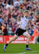 5 May 2024; Galway goalkeeper Connor Gleeson celebrates after kicking the winning point during the Connacht GAA Football Senior Championship final match between Galway and Mayo at Pearse Stadium in Galway. Photo by Seb Daly/Sportsfile