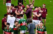 5 May 2024; Galway players celebrate after the Connacht GAA Football Senior Championship final match between Galway and Mayo at Pearse Stadium in Galway. Photo by Daire Brennan/Sportsfile