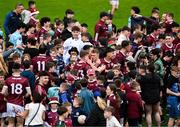 5 May 2024; Galway players celebrate after the Connacht GAA Football Senior Championship final match between Galway and Mayo at Pearse Stadium in Galway. Photo by Daire Brennan/Sportsfile
