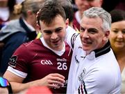 5 May 2024; Galway manager Padraic Joyce celebrates with Killian McDaid after the Connacht GAA Football Senior Championship final match between Galway and Mayo at Pearse Stadium in Galway. Photo by Daire Brennan/Sportsfile